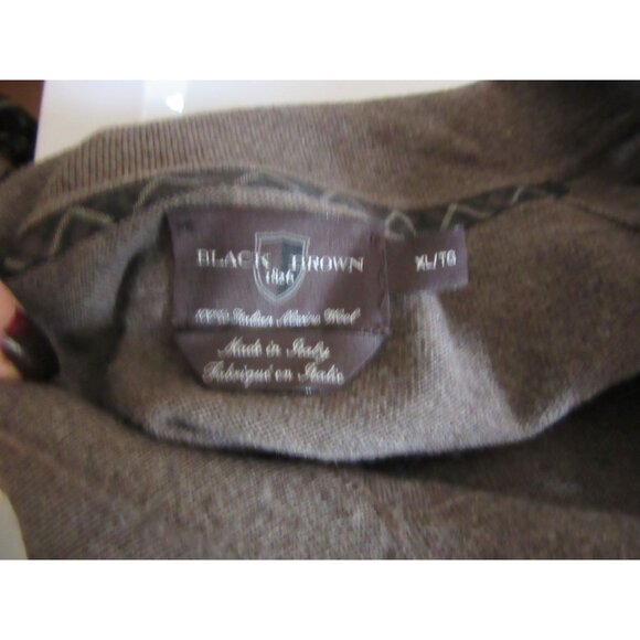 Vintage Men's Black Brown Made in Italy Brown Merino Wool Sweater Size XL - Picture 6 of 6